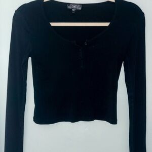 Topshop Midnight Black Long Sleeve Tee